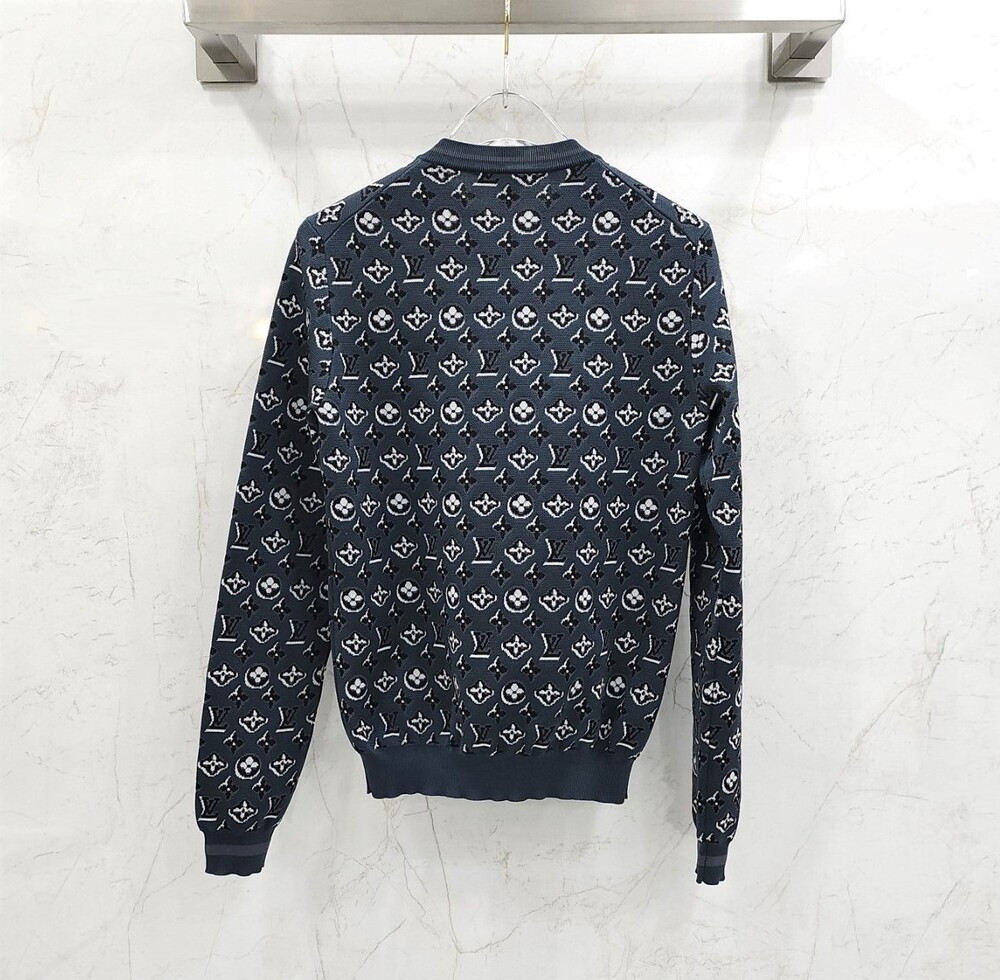 [럭스유] S / 루이비통 네이비 모노그램 쉐도우 자카드 가디건