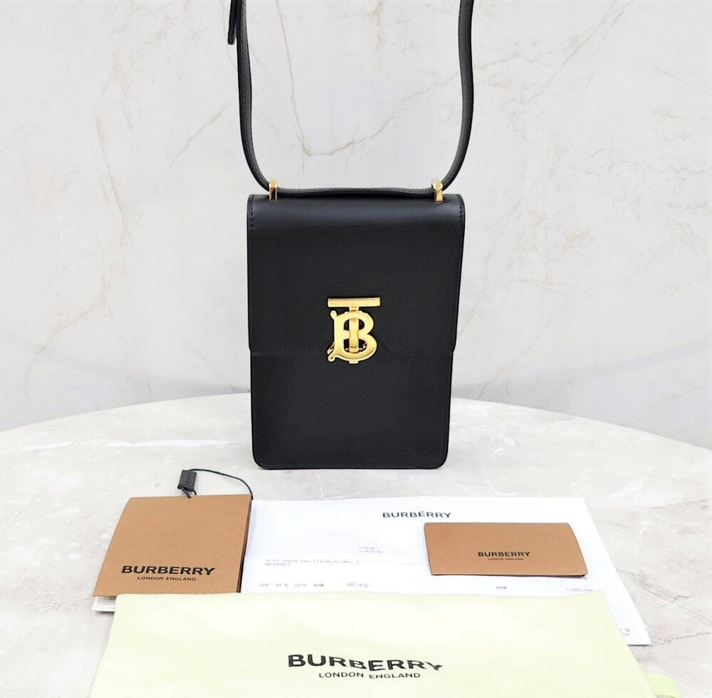 [럭스유] 버버리 블랙 스무스 금장 로빈 미니 숄더백 80330421