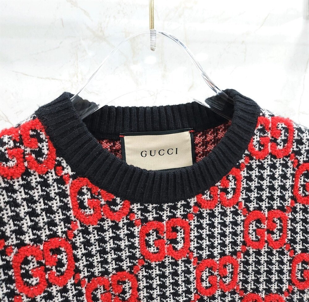 [럭스유] XS / 구찌 GG 자카드 소프트 울 반팔 니트 731007