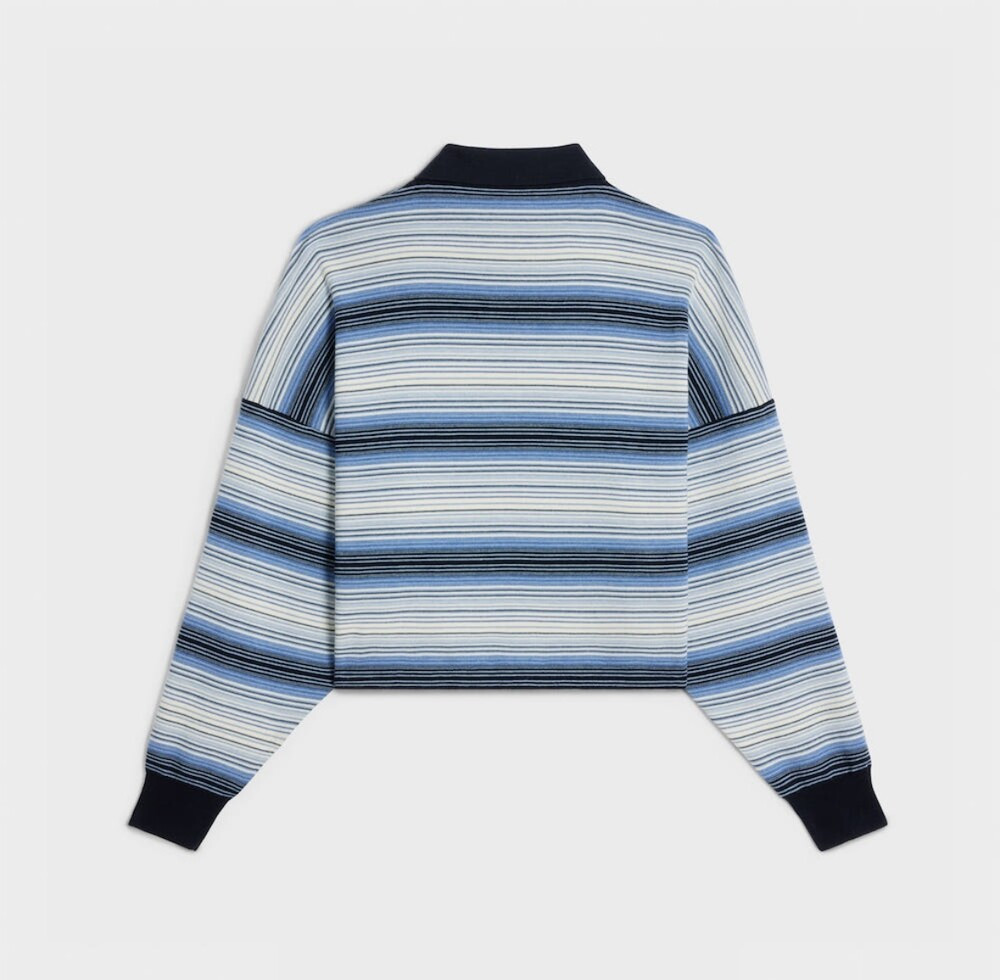 [럭스유] S / 셀린느 트리옹프 폴로 셔츠 스트라이프 울 라이트 블루 2AO9A099O