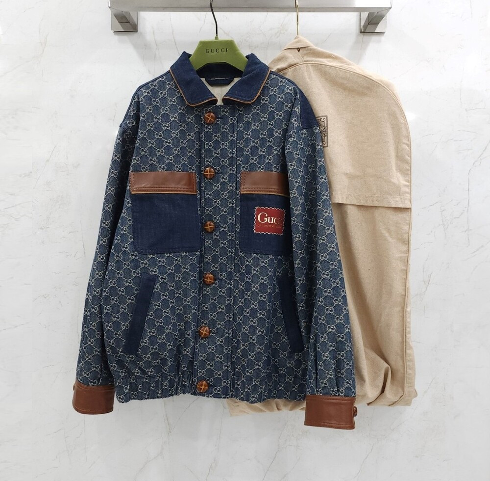 [럭스유] (새상품) 48 / 구찌 GG 에코 워시드 오가닉 봄버 데님 자켓