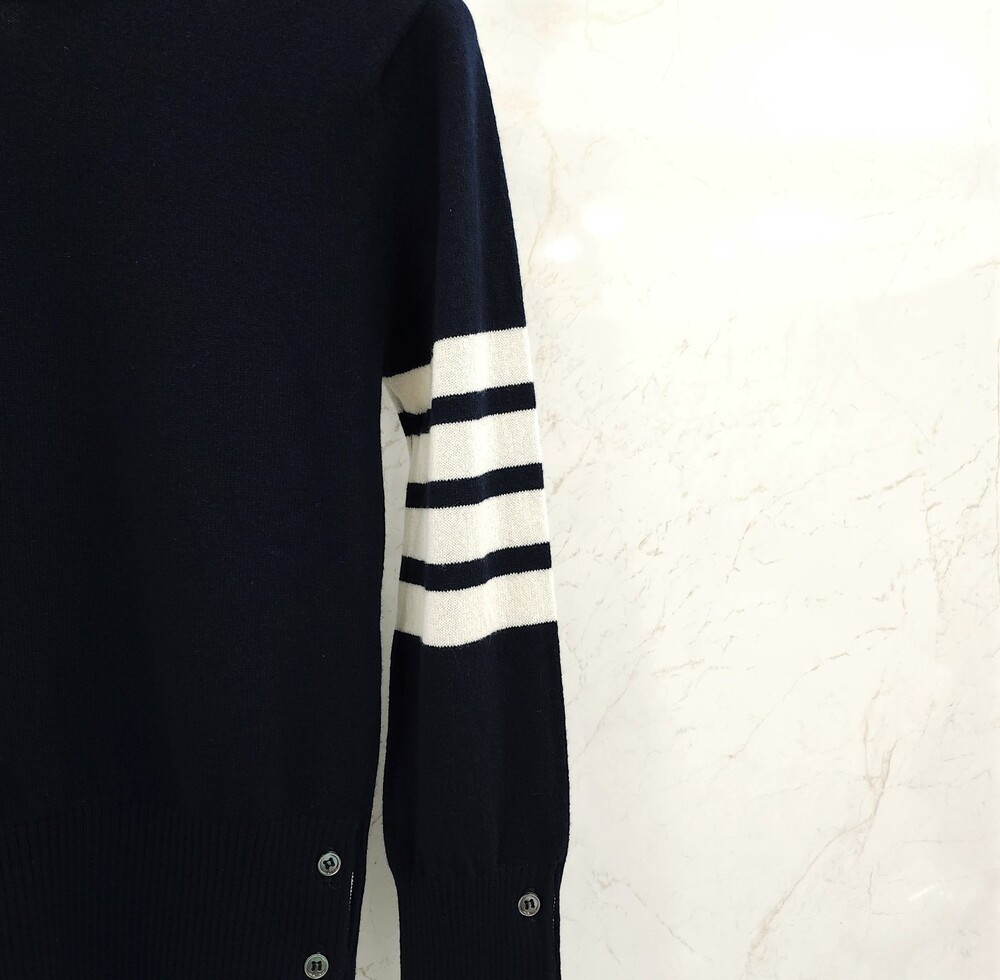 [럭스유] (새상품) 38 / 톰브라운 여성 네이비 캐시미어 사선완장 니트 FKA001A