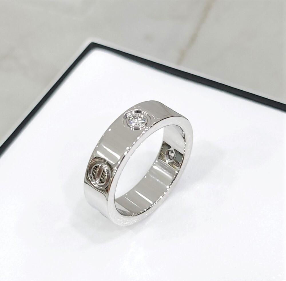 [럭스유] 까르띠에 화이트골드 다이아 3P 러브밴드 링 51호 B4032500