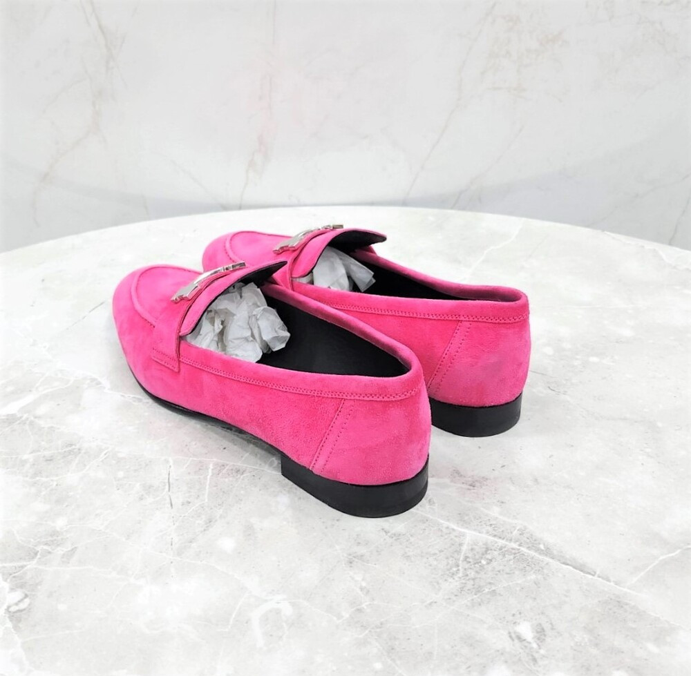 [럭스유] 37.5 / 에르메스 로즈푸시아 스웨이드 파리 로퍼