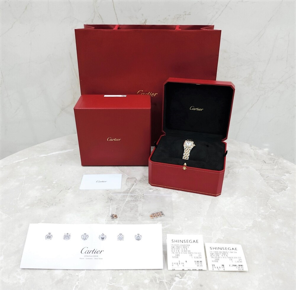 [럭스유] 까르띠에 다이아 팬더 드 까르띠에 콤비 메탈 시계 스몰 W3PN0006