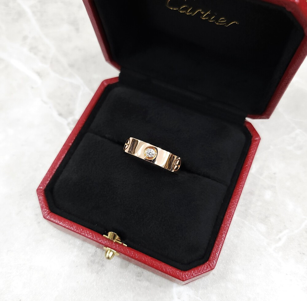 [럭스유] 까르띠에 다이아 3P 클래식 러브밴드 링 18K 핑크골드 52호