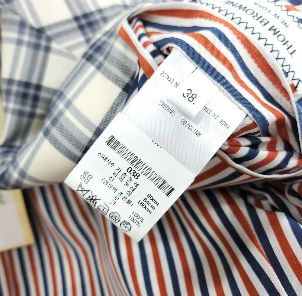 [럭스유] 38 / 톰브라운 그레이 타탄 체크 히든절개 싱글 여성 코트