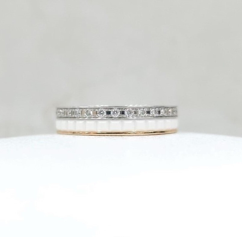 [럭스유] 부쉐론 콰트로 화이트 에디션 웨딩밴드 링 46호