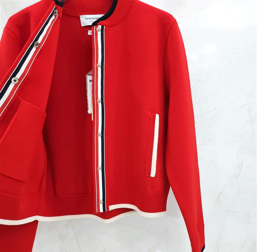 [럭스유] (새상품) 38 / 톰브라운 레드 밀라노 스티치 봄버 자켓 FKJ0173A