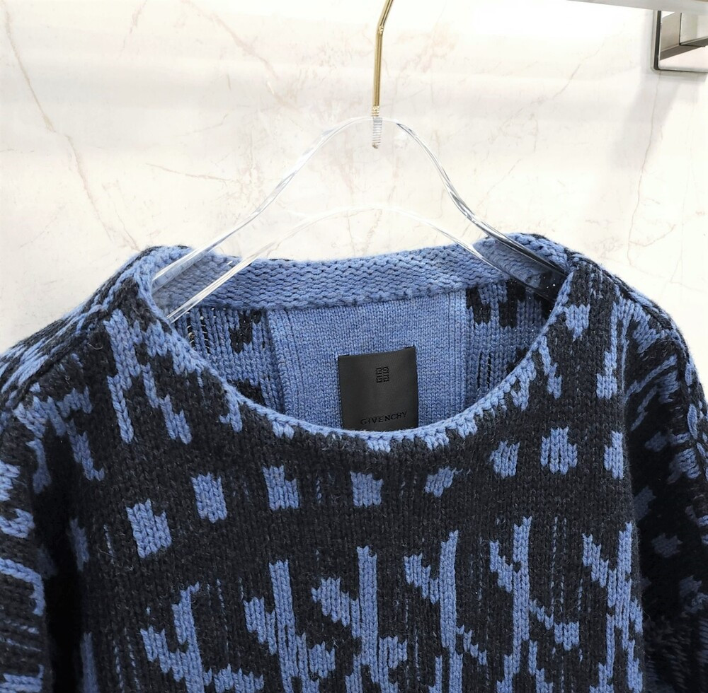 [럭스유] M / 지방시 패치워크 이펙트 울 오버 니트 스웨터 BM90HJ