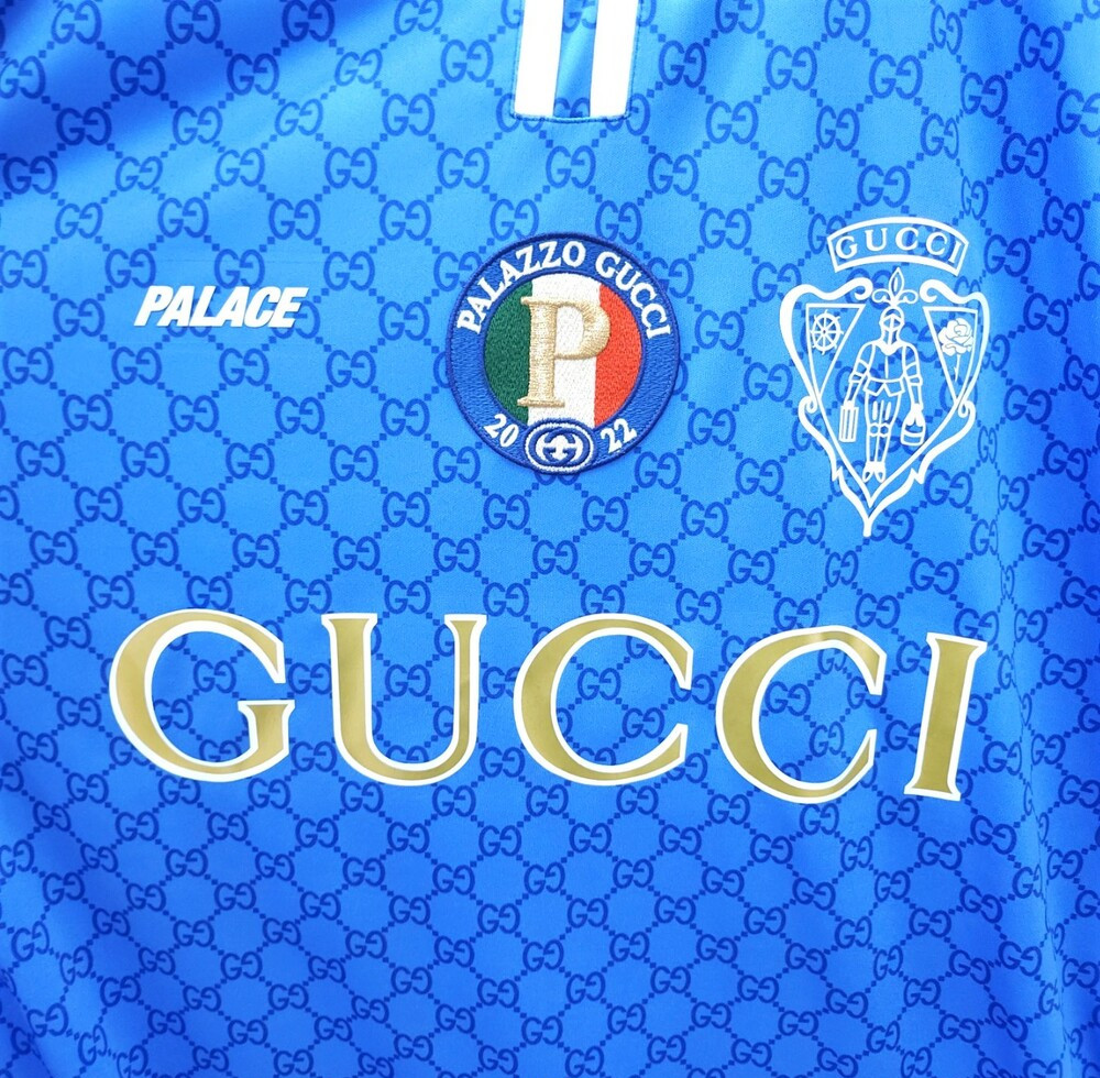 [럭스유] L / 구찌 X 팔라스 프린트 올오버 GG 테크니컬 저지 반팔 티셔츠