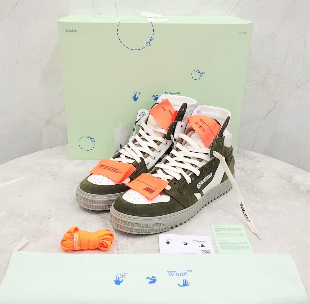 [럭스유] (새상품) 41 / 오프화이트 오프코트 3.0 하이탑 스니커즈 카키