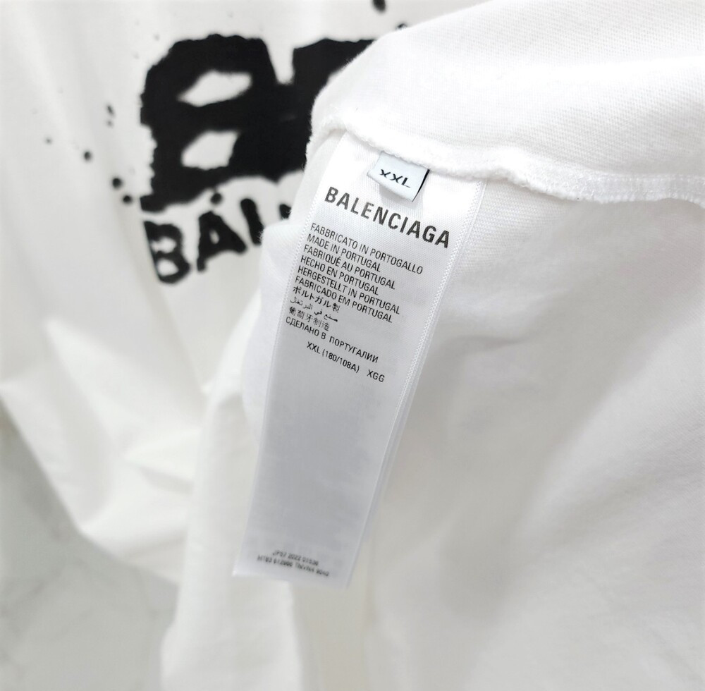 [럭스유] XXL / 발렌시아가 화이트 핸드드로우 프린팅 반팔 티셔츠