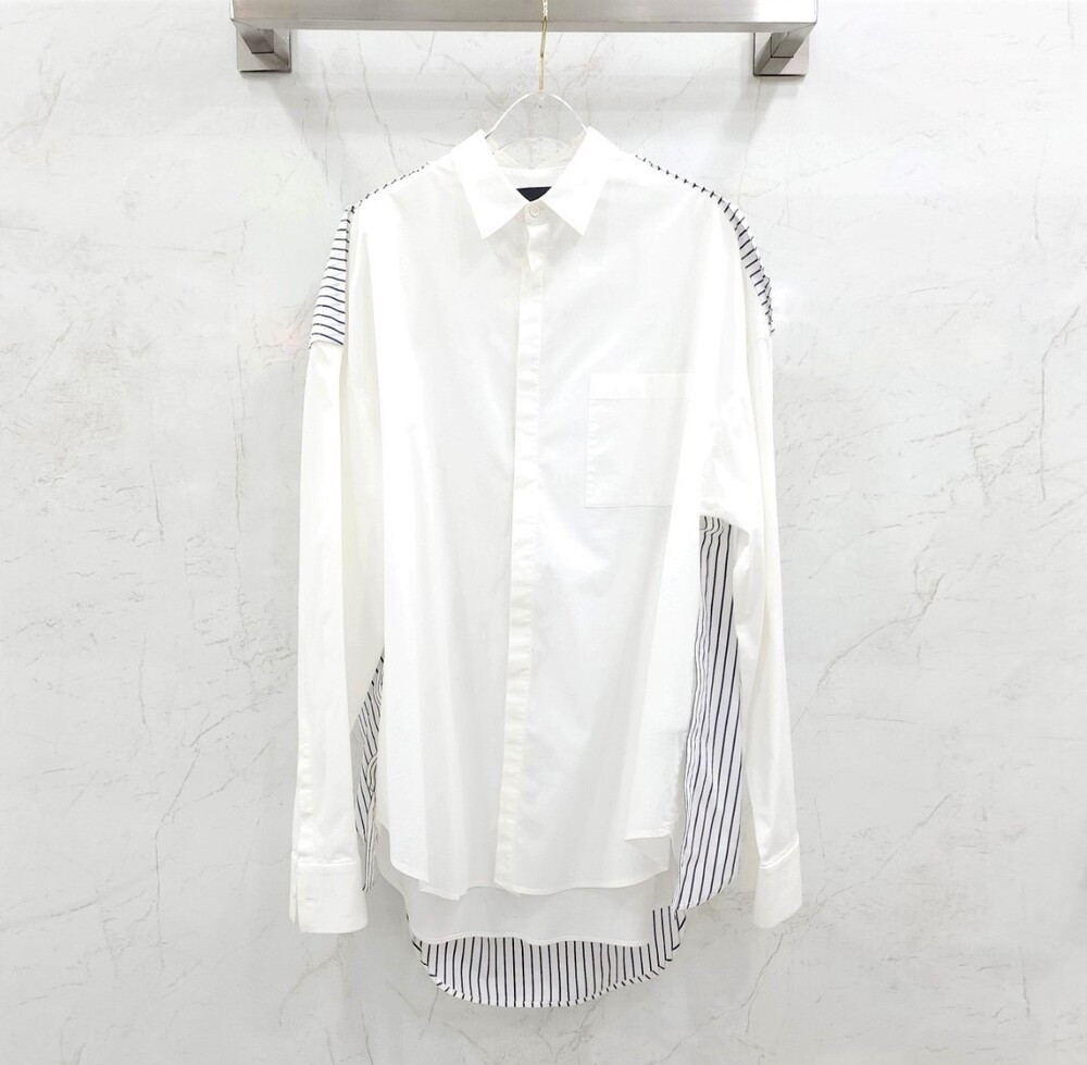 [럭스유] 44 / 준지 스트라이프 로고 자수 믹스 셔츠