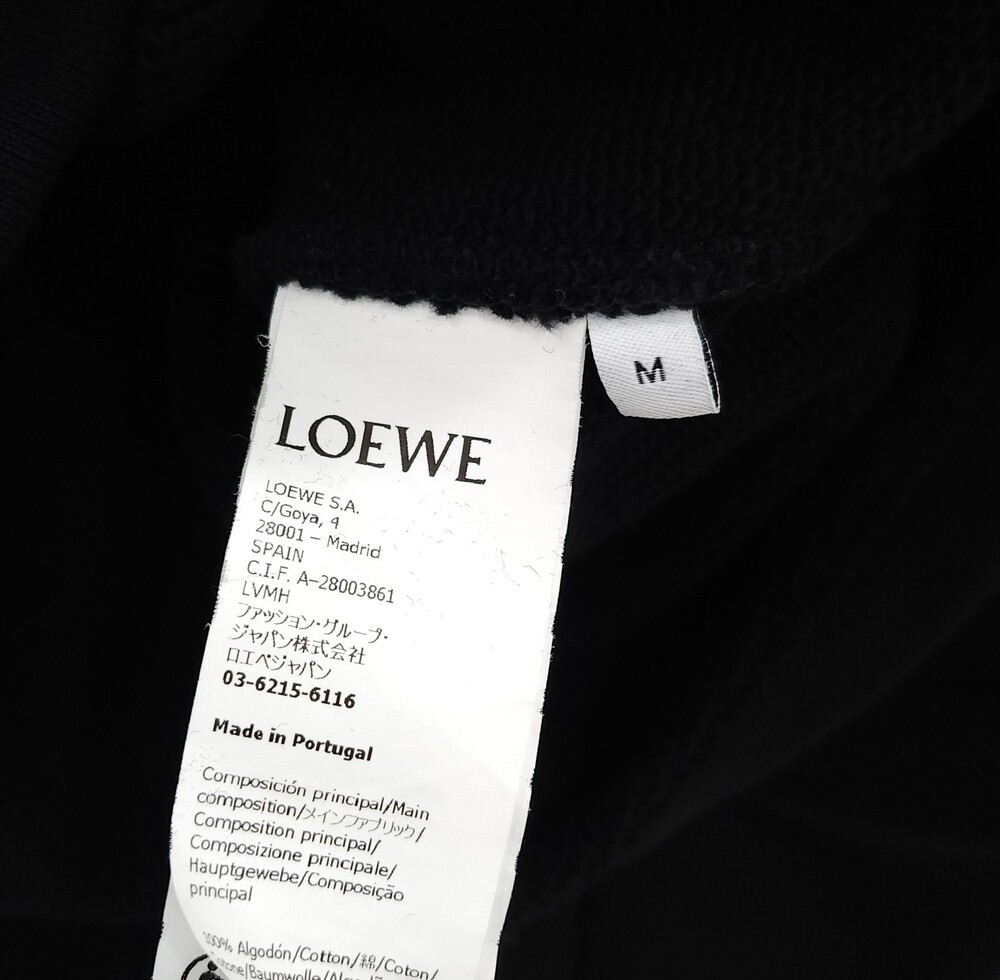 [럭스유] (새상품) M / 로에베 여성 레더 패치 블랙 코튼 크롭 후드 S359Y25X41