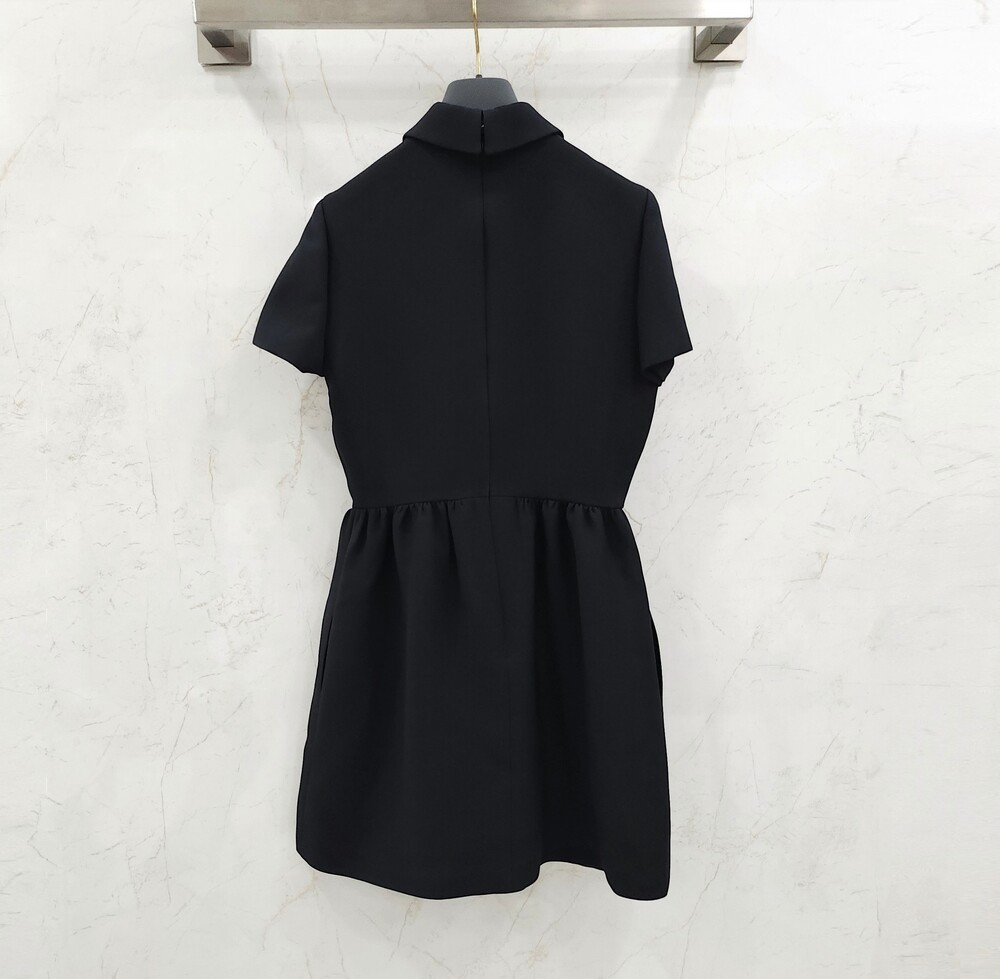 [럭스유] (새상품) 36 / 디올 CD 버튼 피디드 드레스 블랙 울실크 111R07A1166_X9009