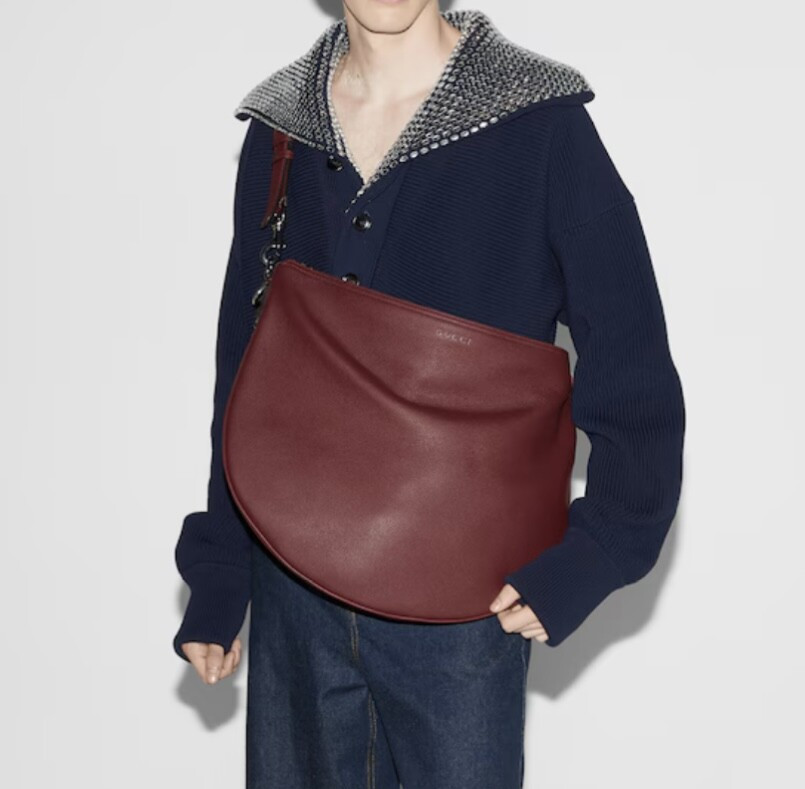 [럭스유] (새상품) 구찌 B 라지 레더 숄더백 로쏘 앙코라 레드 801041