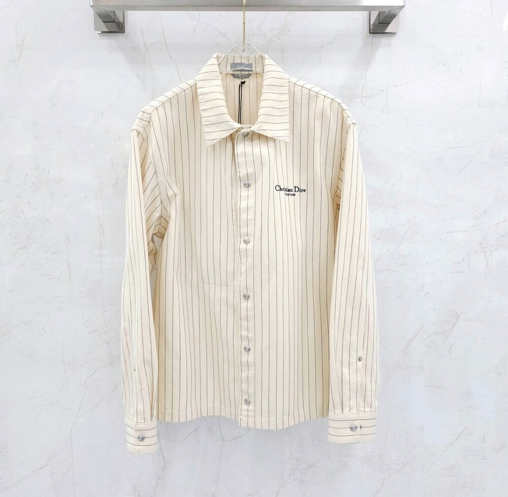 [럭스유] 46 / 디올 꾸뛰르 스트라이프 로고 자수 셔츠 자켓