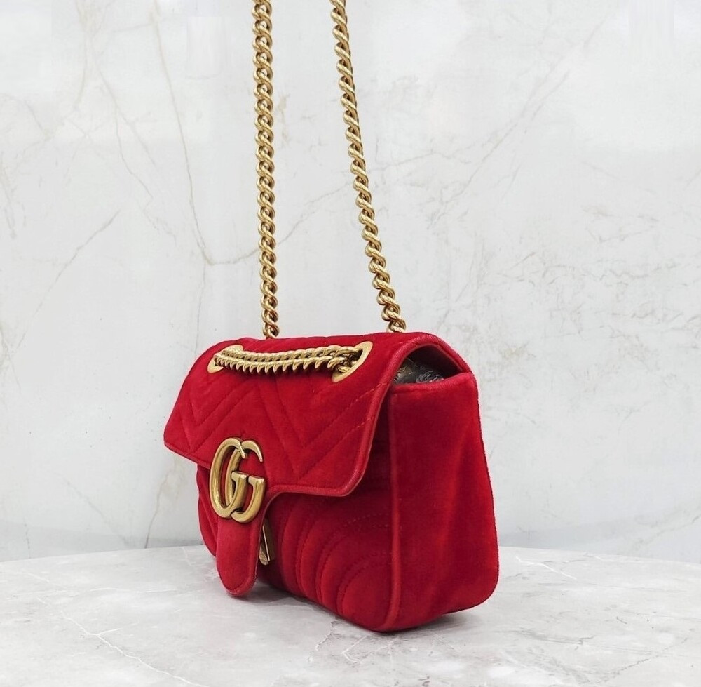 [럭스유] 구찌 GG 마몬트 마틀라세 미니 벨벳 숄더백 446744