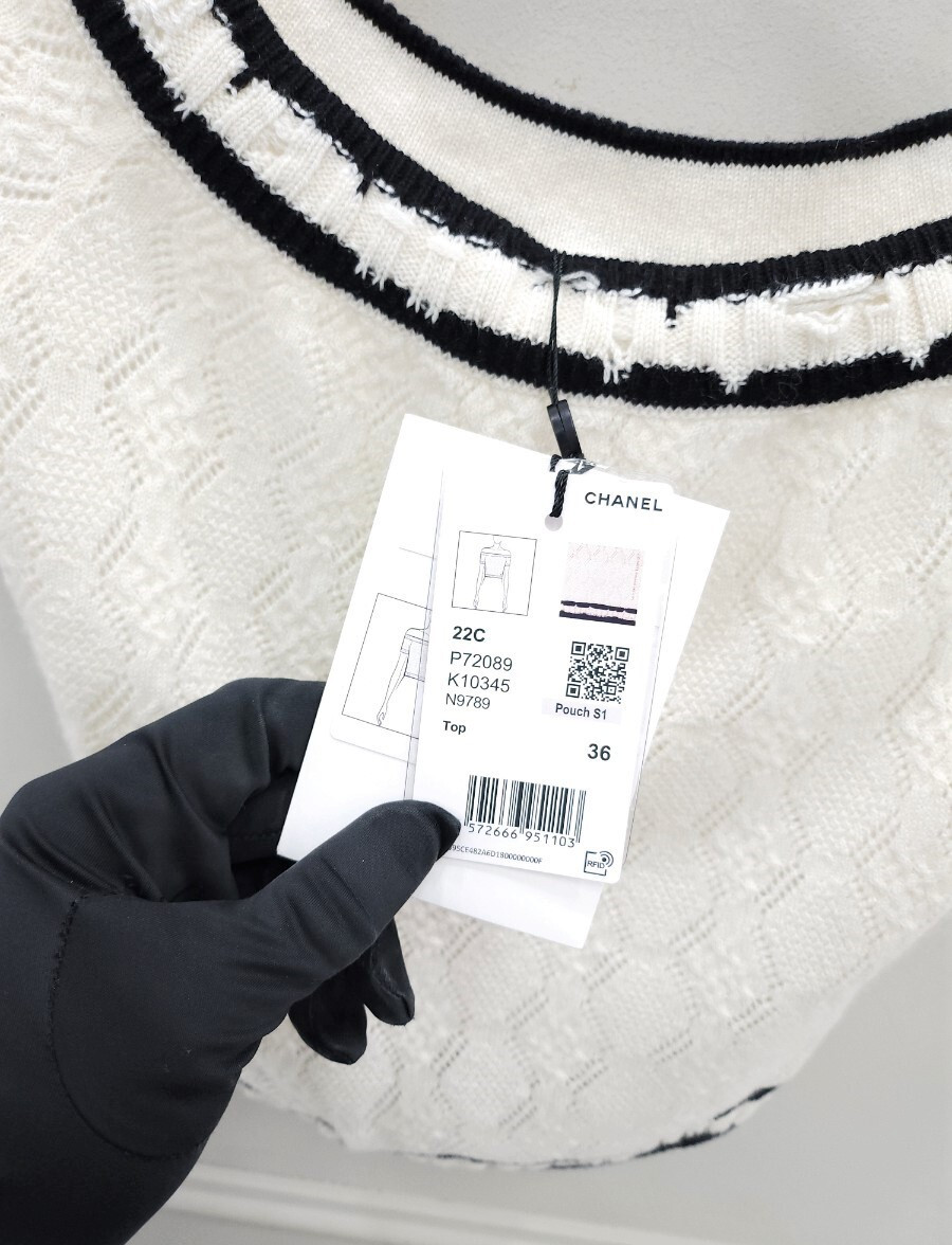 [럭스유] 36 / 샤넬 크롭탑 반팔 니트