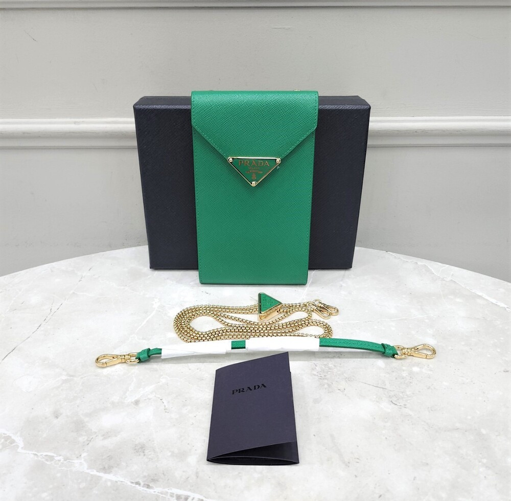 [럭스유] 프라다 그린 폰파우치 레더 미니백