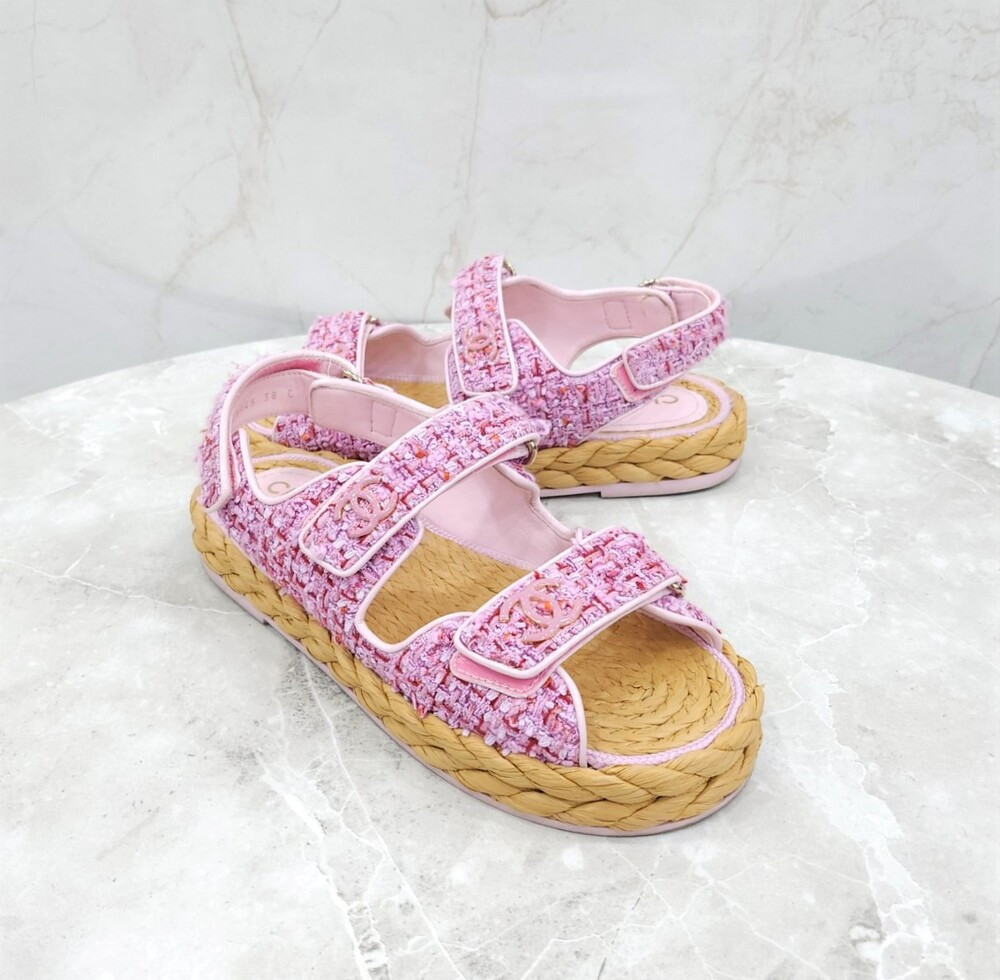 [럭스유] 38 / 샤넬 트위드 샌들 라이트핑크 G38945