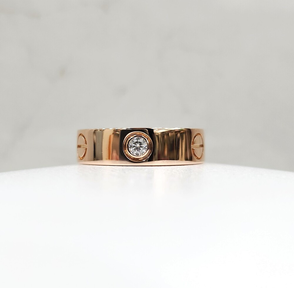 [럭스유] 까르띠에 다이아 3P 클래식 러브밴드 링 18K 핑크골드 52호