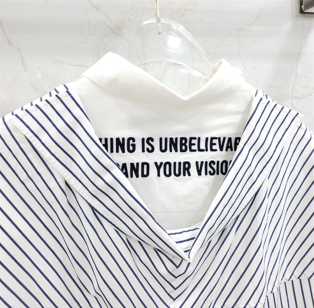 [럭스유] 44 / 준지 스트라이프 로고 자수 믹스 셔츠