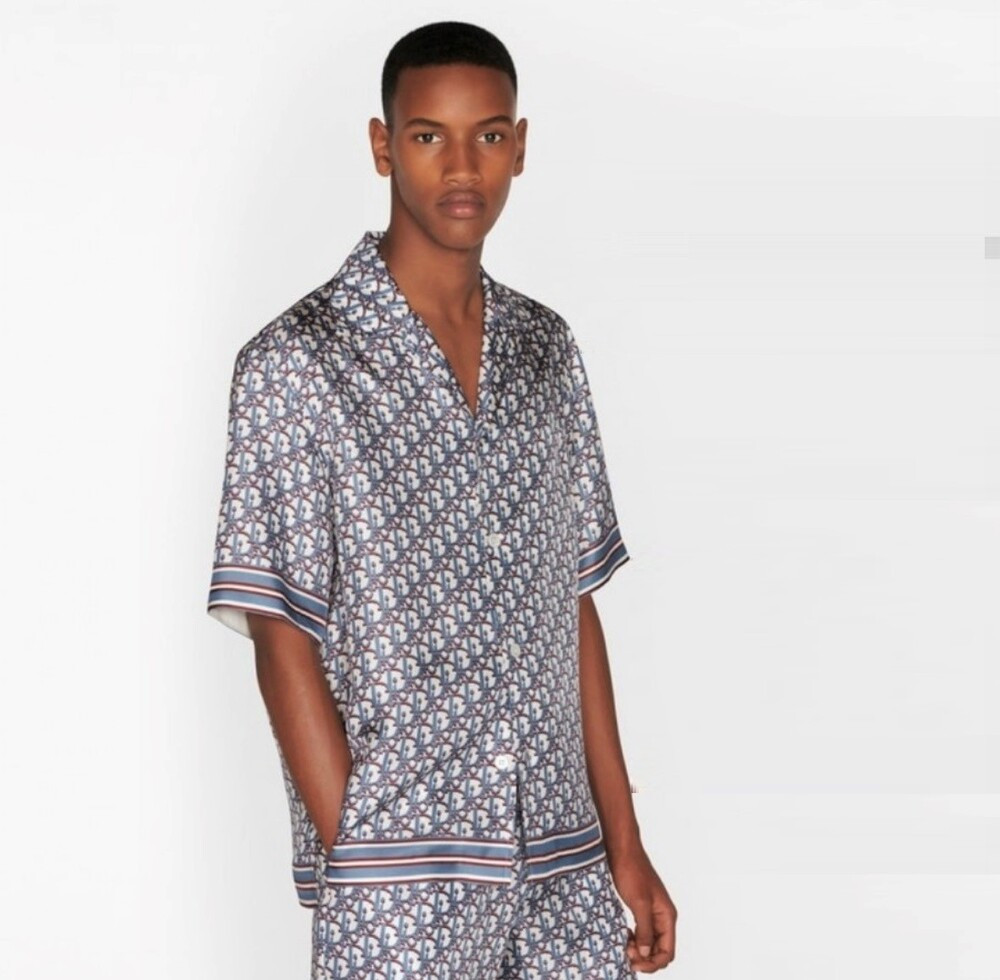 [럭스유] 40 / 디올 오블리크 픽셀 하와이안 실크 셔츠