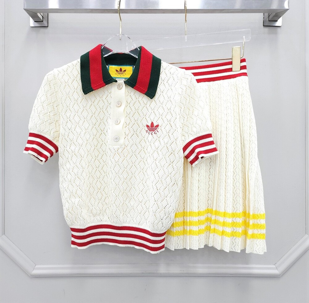 [럭스유] XXS.XS / 구찌 X 아디다스 코튼 폴로 반팔 스커트 세트