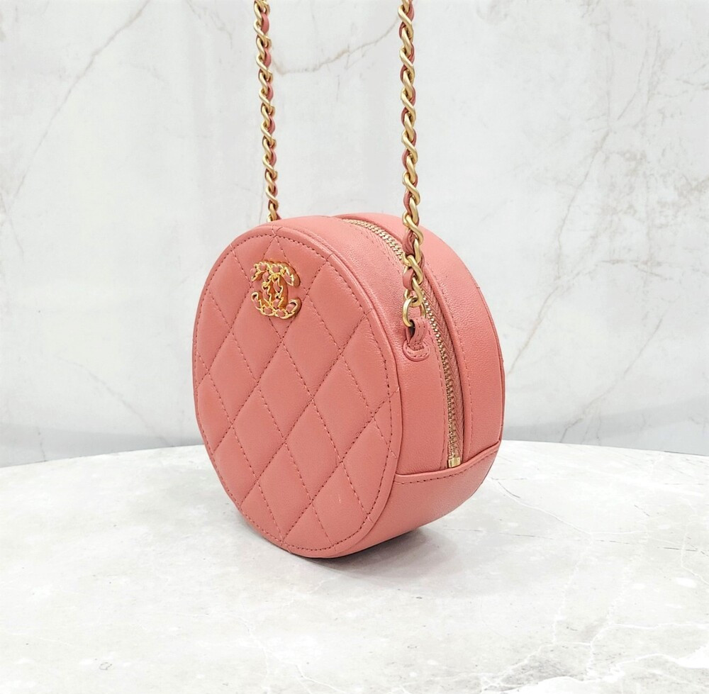 [럭스유] 샤넬 19 핑크 체인 탬버린 미니 백 AP0725
