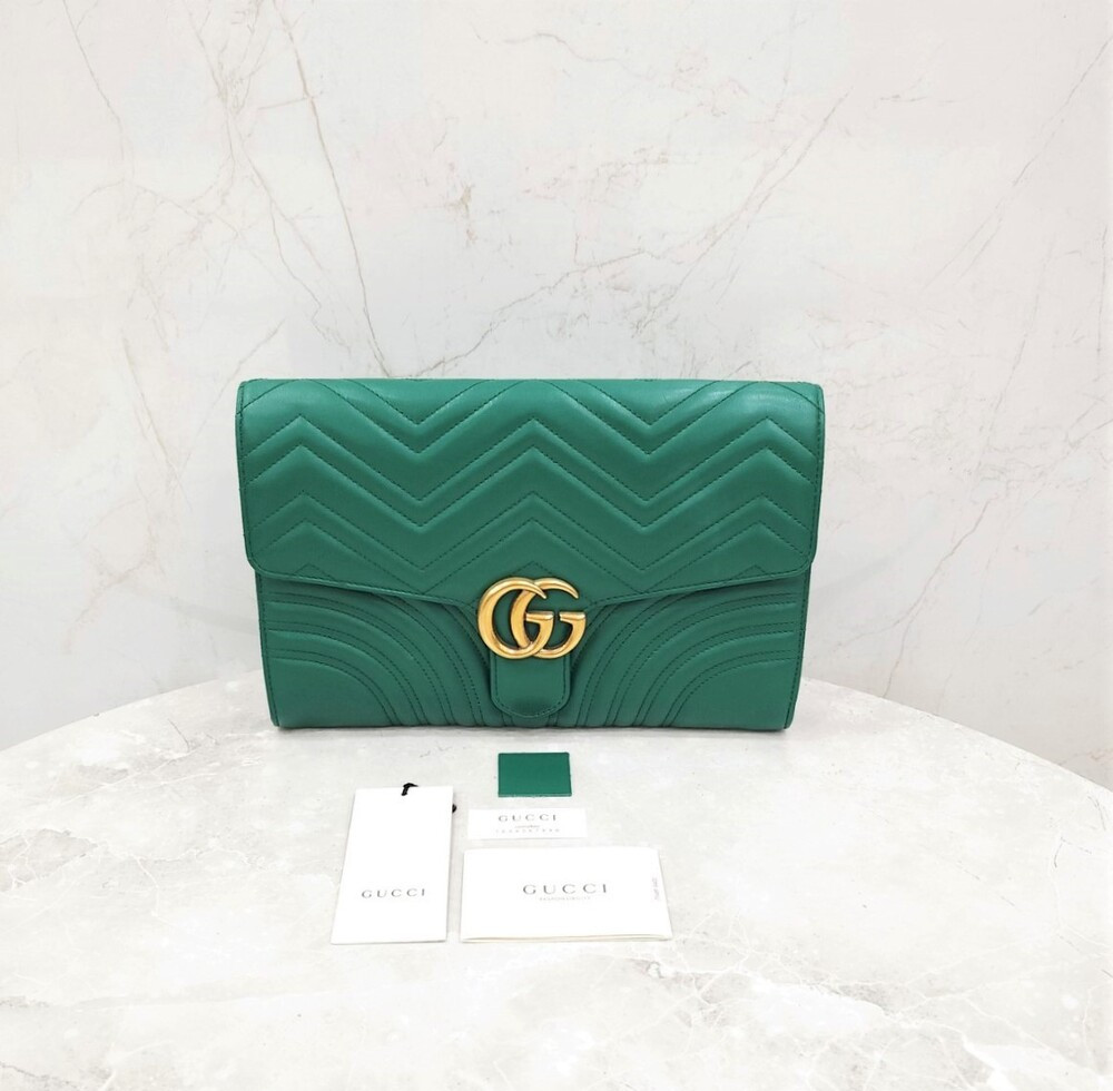 [럭스유] 구찌 GG 마몽 그린 마틀라세 클러치 498079