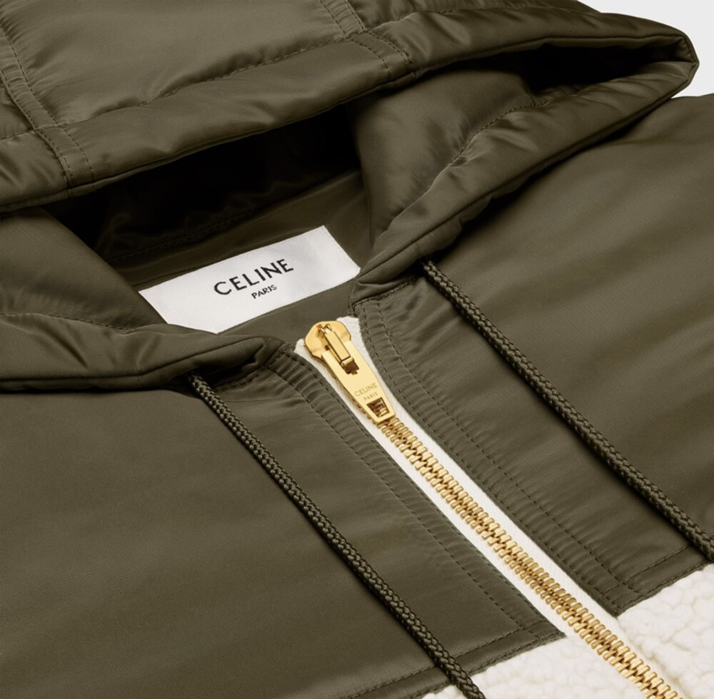 [럭스유] (새상품) 34 / 셀린느 플리스 퍼 이펙트 캐시미어 자켓 카키 RV0EU536S