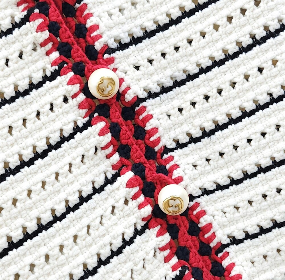 [럭스유] L / 구찌 스트라이프 진주 가디건