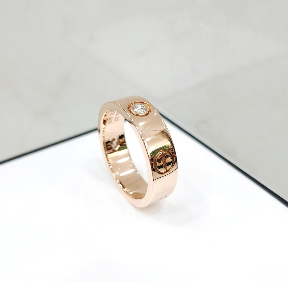 [럭스유] 까르띠에 다이아 3P 클래식 러브밴드 링 18K 핑크골드 52호