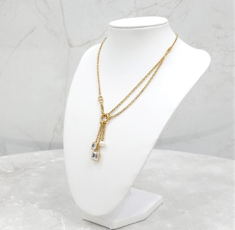 [럭스유] 디올 PETIT CD 큐빅 진주 체인 목걸이 N3048WOMCY