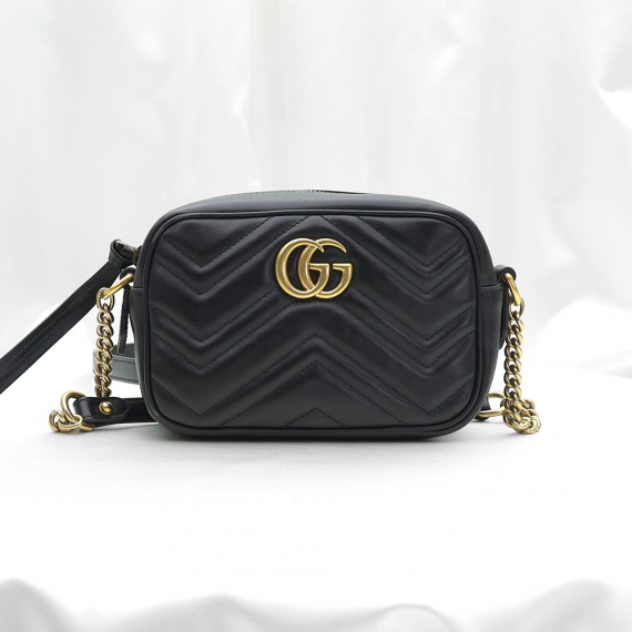 Gucci(구찌) 448065 블랙 마틀라세 GG 마몽 금장 미니 크로스백