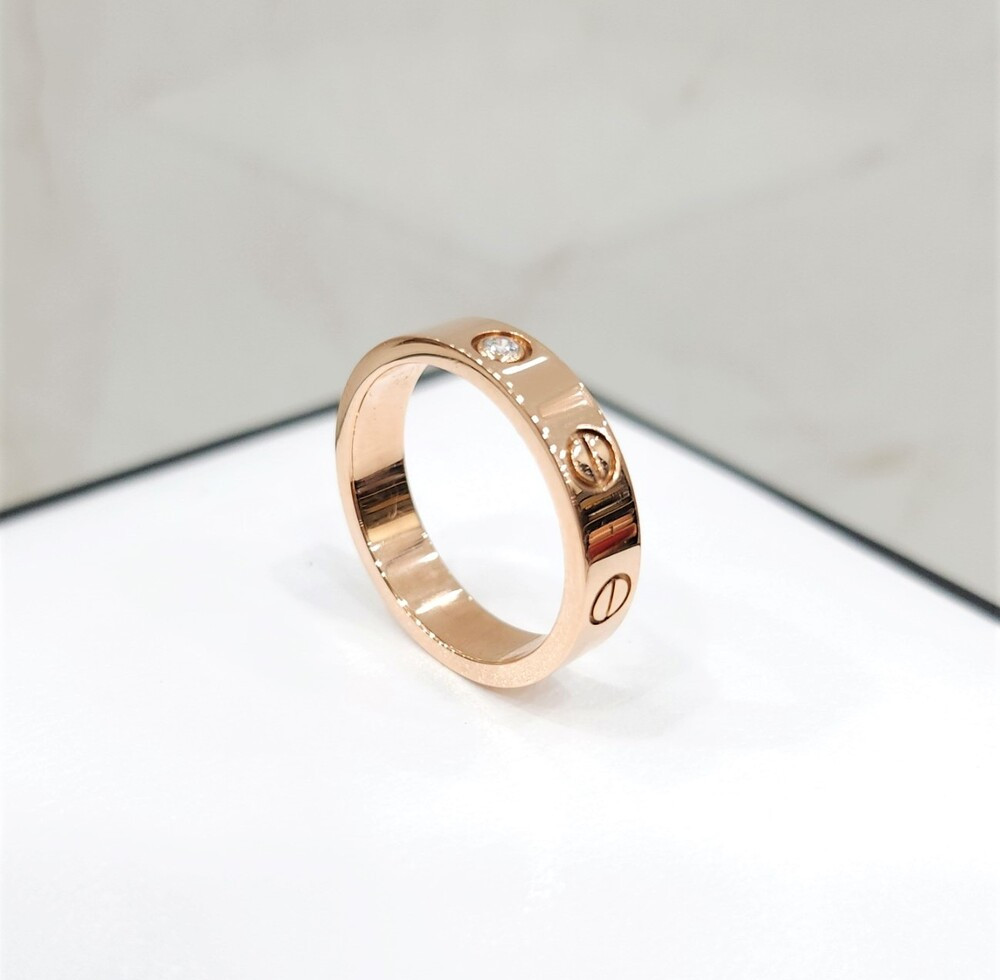 [럭스유] 까르띠에 다이아 1P 러브밴드 링 49호 18K 로즈골드