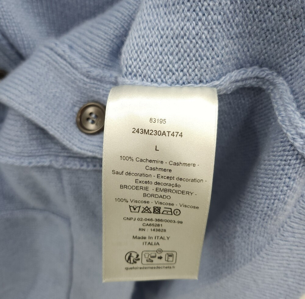 [럭스유] (새상품) L / 디올 꾸뛰르 블루 캐시미어 로고 가디건