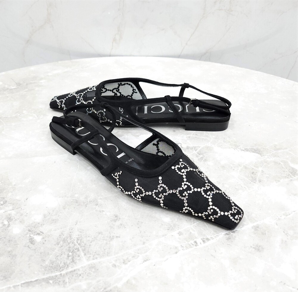 [럭스유] (새상품) 36 / 구찌 GG 임벨리시드 발레리나 플랫 슬링백 771662