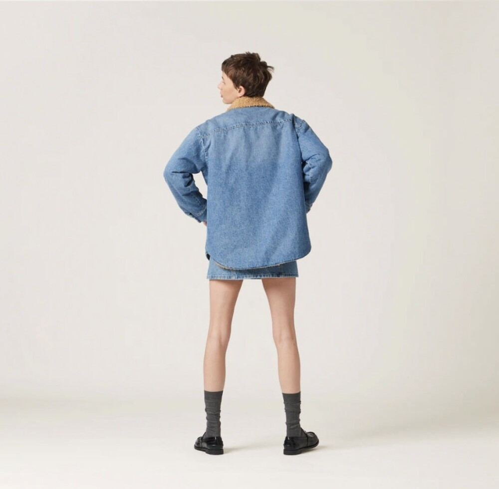 [럭스유] 38 / 미우미우 자수 데님 블루종 자켓 GWB187