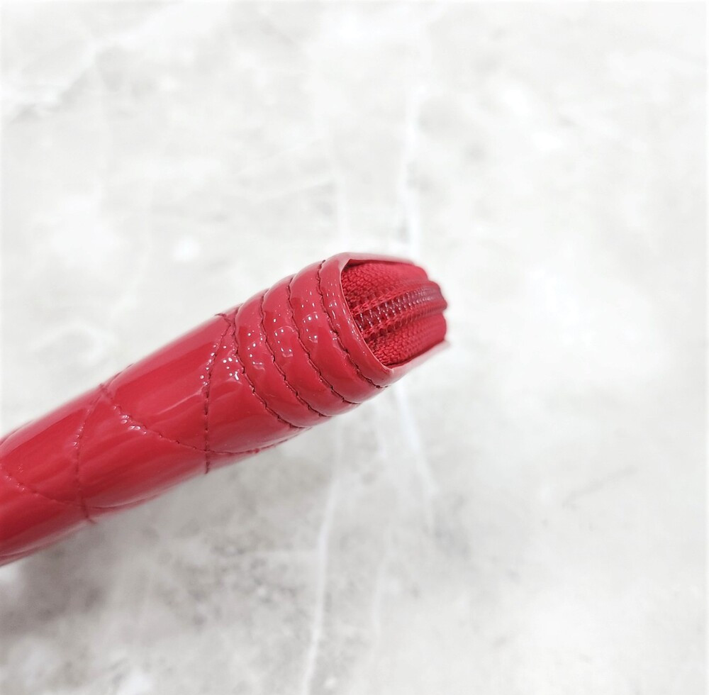 [럭스유] 샤넬 에나멜 핑크 쉐브론 지퍼 카드지갑