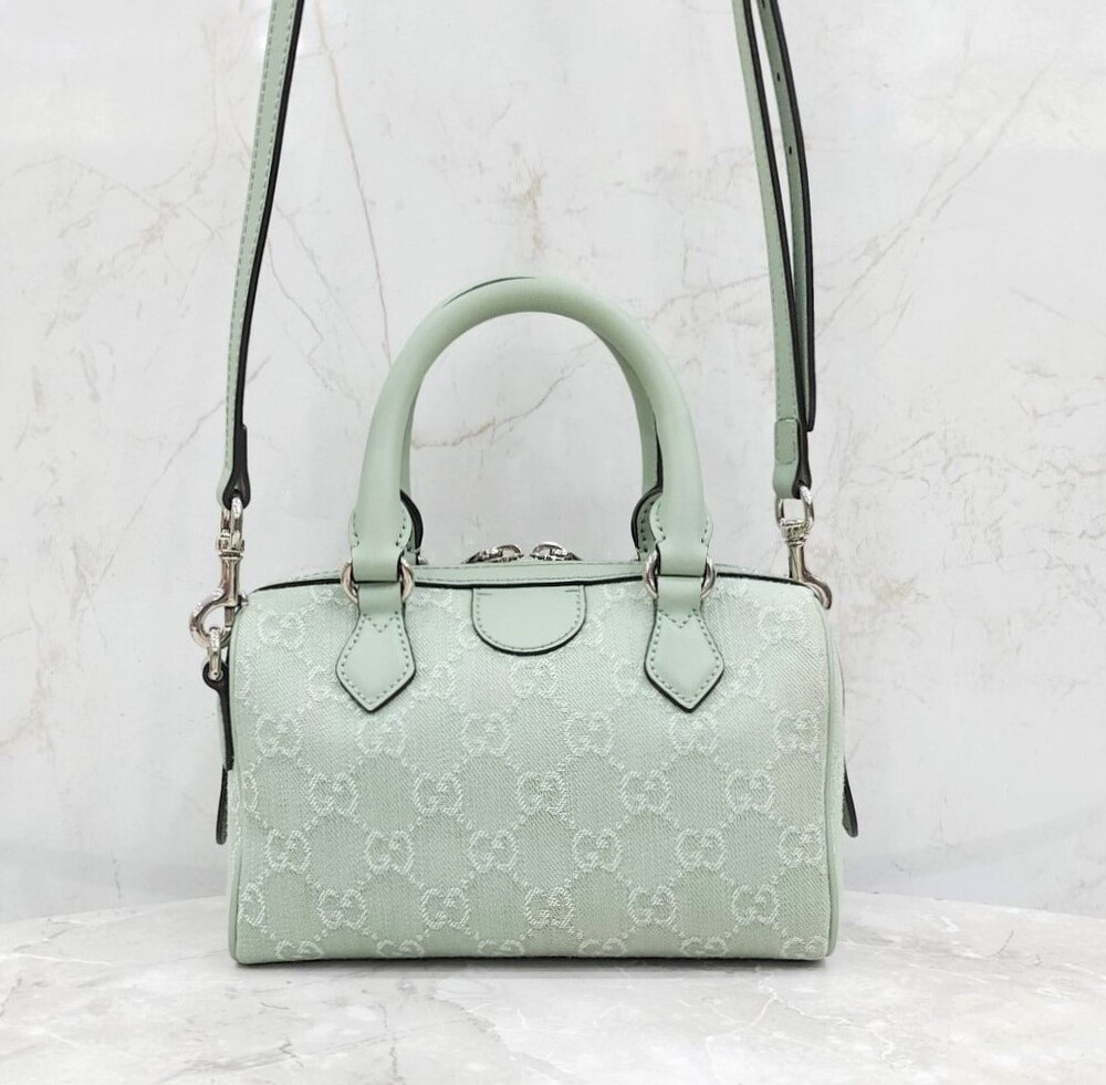 [럭스유] 구찌 오피디아 GG 미니 탑핸들 백 페일 그린 데님 772053