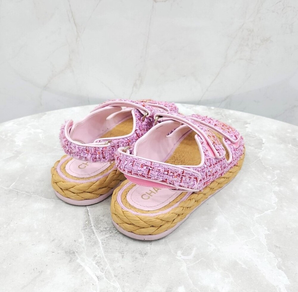 [럭스유] 38 / 샤넬 트위드 샌들 라이트핑크 G38945