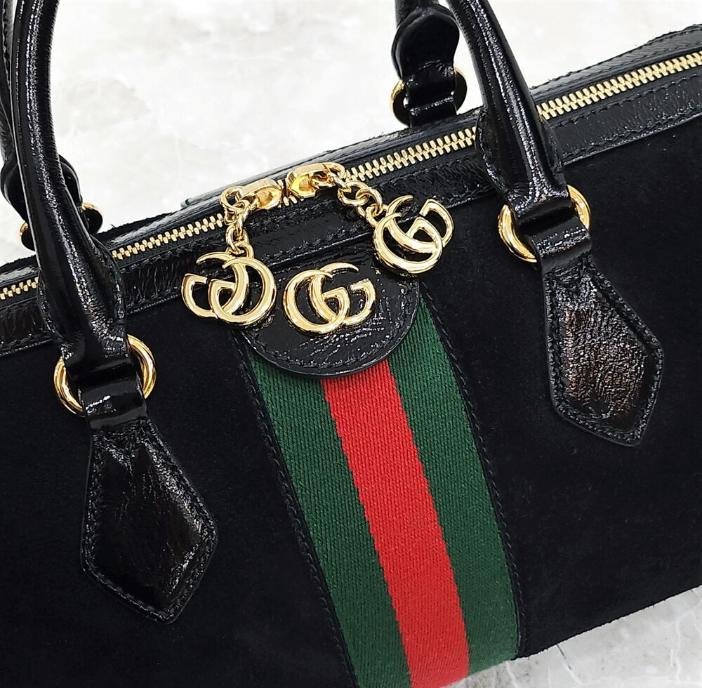 [럭스유] 구찌 GG 스웨이드 오피디아 탑핸들 백 블랙 524532