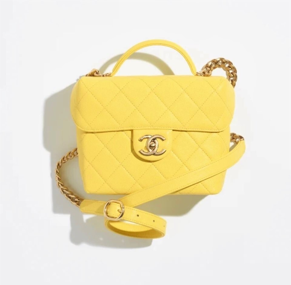 [럭스유] 샤넬 옐로우 코스메틱 케이스 탑핸들 숄더백 신형내장칩 AS3729