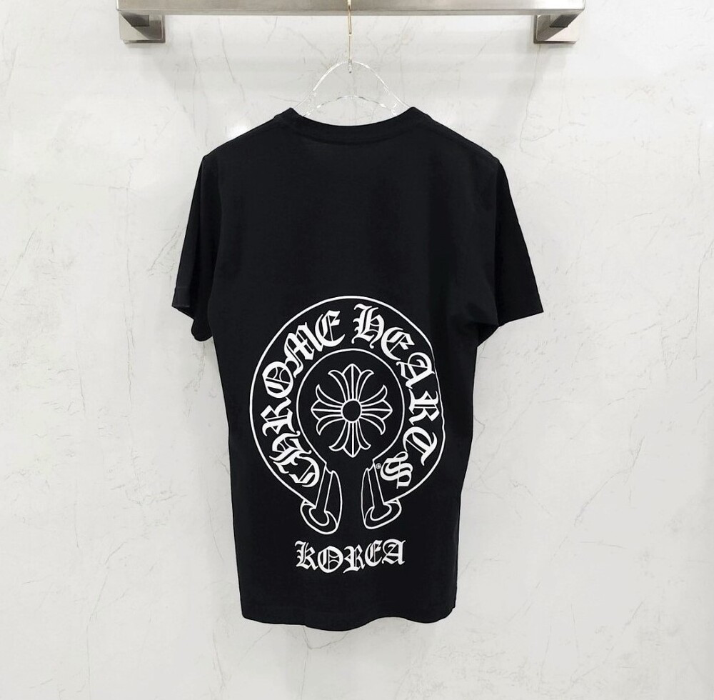 [럭스유] S / 크롬하츠 블랙 홀스슈 프린팅 로고 반팔 티셔츠