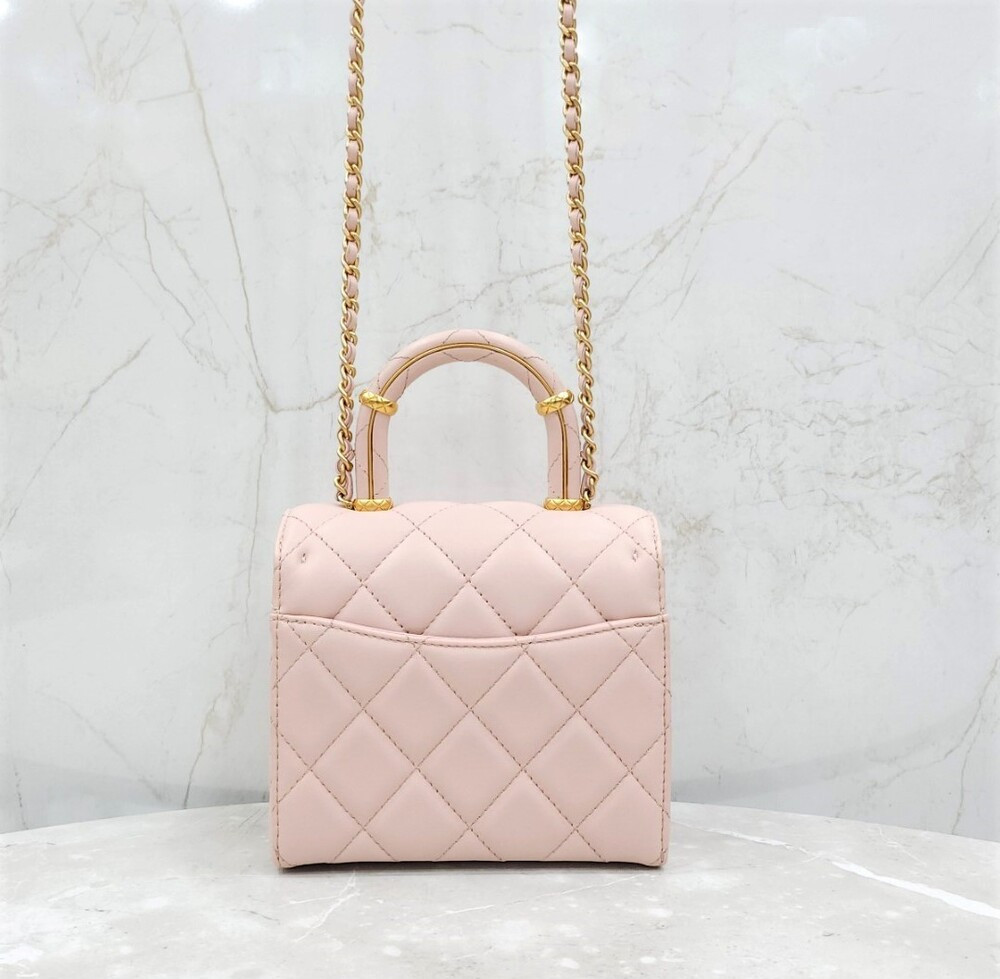 [럭스유] 샤넬 뉴미니 탑핸들 플랩백 핑크 신형내장칩 AS4035