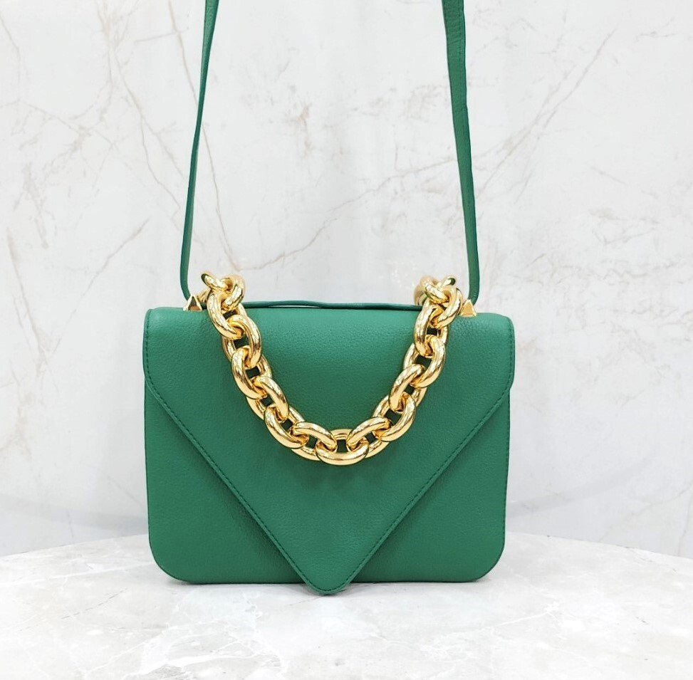 [럭스유] 보테가베네타 엔벨로프 볼드 체인 마운트 숄더백 그린