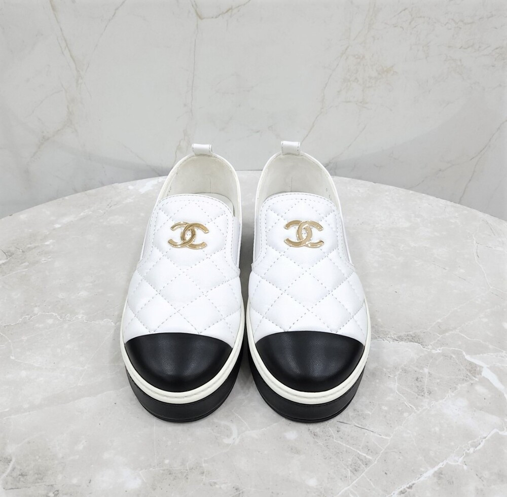 [럭스유] (새상품) 36.5 / 샤넬 CC로고 퀄팅 플랫폼 슬립온 G39180